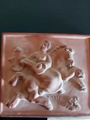Bram Roth - Wandtegel paard met muzikante verkocht voor € 50!