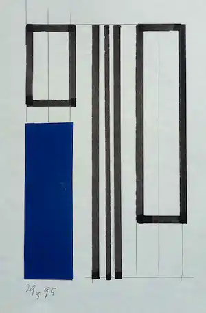 Siep van den Berg - COMPOSITIE MET BLAUW # 1995, collage, mint kopen? Bied vanaf 95!