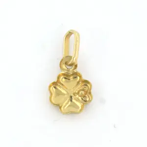 14k bicolor gouden hanger in een vorm van klavertje vier met diamant kopen? Bied vanaf 35!