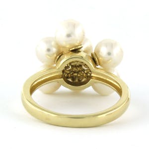 14k geel gouden ring bezet met zoetwater parels - ringmaat 17.25(54) kopen? Bied vanaf 250!