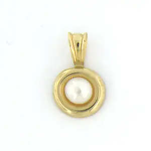 14k geel gouden hanger bezet met parel - afm 1.2 cm x 7.5 mm kopen? Bied vanaf 35!