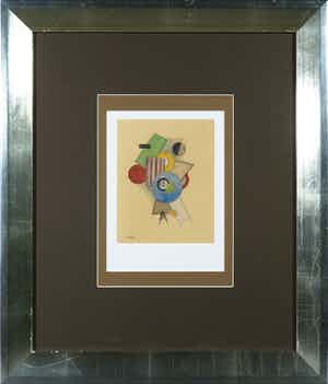 Joseph Csaky - Gouache, Vroege abstracte compositie - Ingelijst verkocht voor € 900!
