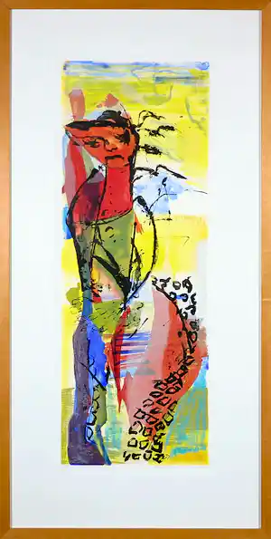 Ilene Themen - Zeefdruk, Figure Scape II - Ingelijst verkocht voor € 50!