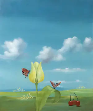 Niet of onleesbaar gesigneerd - Olieverf op paneel, Gele tulp kopen? Bied vanaf 1!