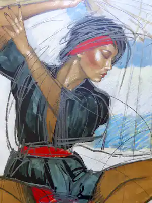 Nico Vrielink - SENSUELE VROUW / KLEURZEEFDRUK / 76x54cm / SIG verkocht voor € 75!