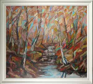 Hans Willems - Olieverf op doek, Boslandschap - Ingelijst (Groot) verkocht voor € 110!
