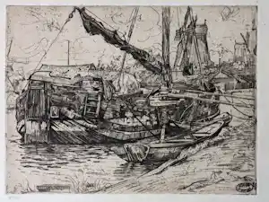 Pieter Dupont - 1895 - Tjalk aan de Baarsjes verkocht voor € 60!