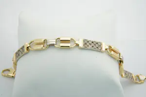 23 - Robuuste 18 krt goud en ca. 3.60 ct diamanten seventies retro armband kopen? Bied vanaf 2100!