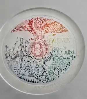 Yvonne Borgers - 4 ingelijste etsen met de ooievaar als symbool voor levenslooop kopen? Bied vanaf 120!