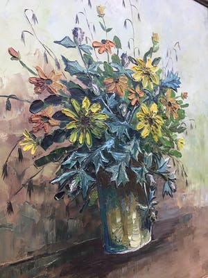 Niet of onleesbaar gesigneerd - Pot met bloemen kopen? Bied vanaf 1!