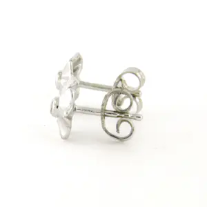 14k wit gouden oorbellen bezet met single geslepen diamanten 0.05ct kopen? Bied vanaf 120!