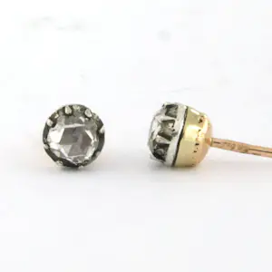 18k goud en zilver solitair oorknoppen met roos geslepen diamant tot. 0,50ct kopen? Bied vanaf 585!