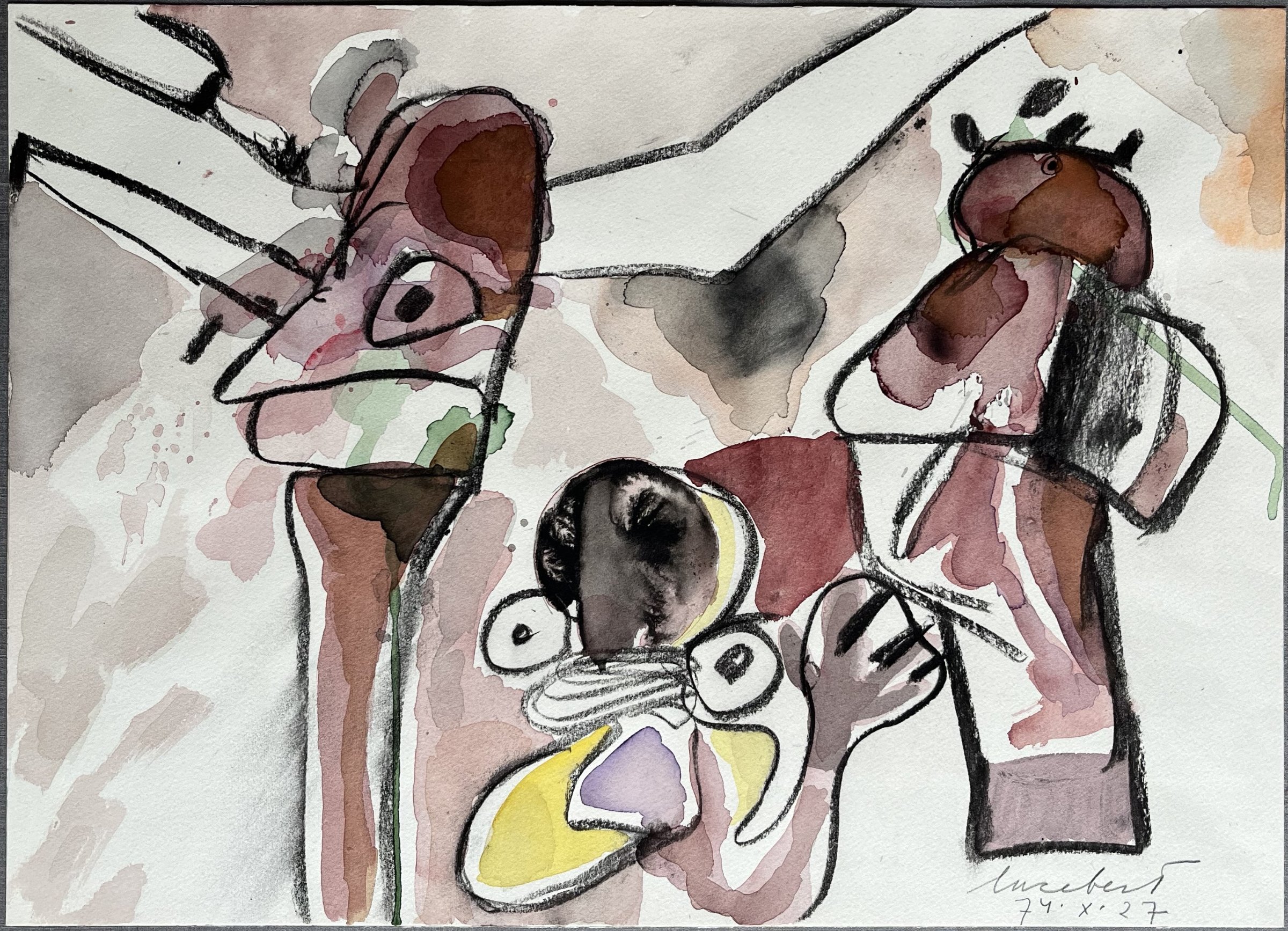 Lucebert - AQUAREL / TEKENING - 1974 kopen? Bied vanaf 1295!