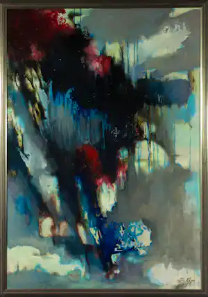 Albert Klijn - Olieverf op hardboard, Ruimtelijk - Ingelijst verkocht voor € 250!