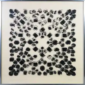 Willem Kloppers - Zeefdruk op plexiglas en papier, Nitela Nitiditas multiplicis 9 - Ingelijst verkocht voor € 41!