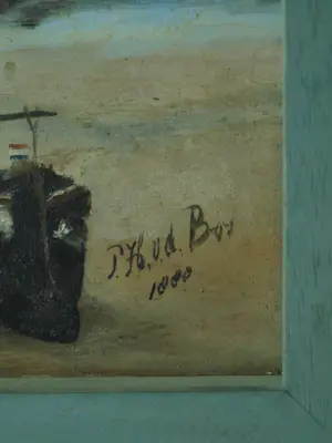 Niet of onleesbaar gesigneerd - Ingelijst, Olieverf op paneel , Vissersboten op het strand - 1888 kopen? Bied vanaf 1!