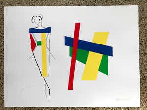 Bob Bonies - & Frans Molenaar: Abstracte compositie - Modeontwerp 2x handgesigneerd 1989 verkocht voor € 80!
