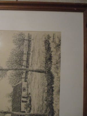 Niet of onleesbaar gesigneerd - zeer fraaie tekening vn boerenlandschao kopen? Bied vanaf 10!