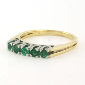 14k bicolour gouden ring bezet met smaragd - ringmaat 18.75 (59) kopen? Bied vanaf 250!