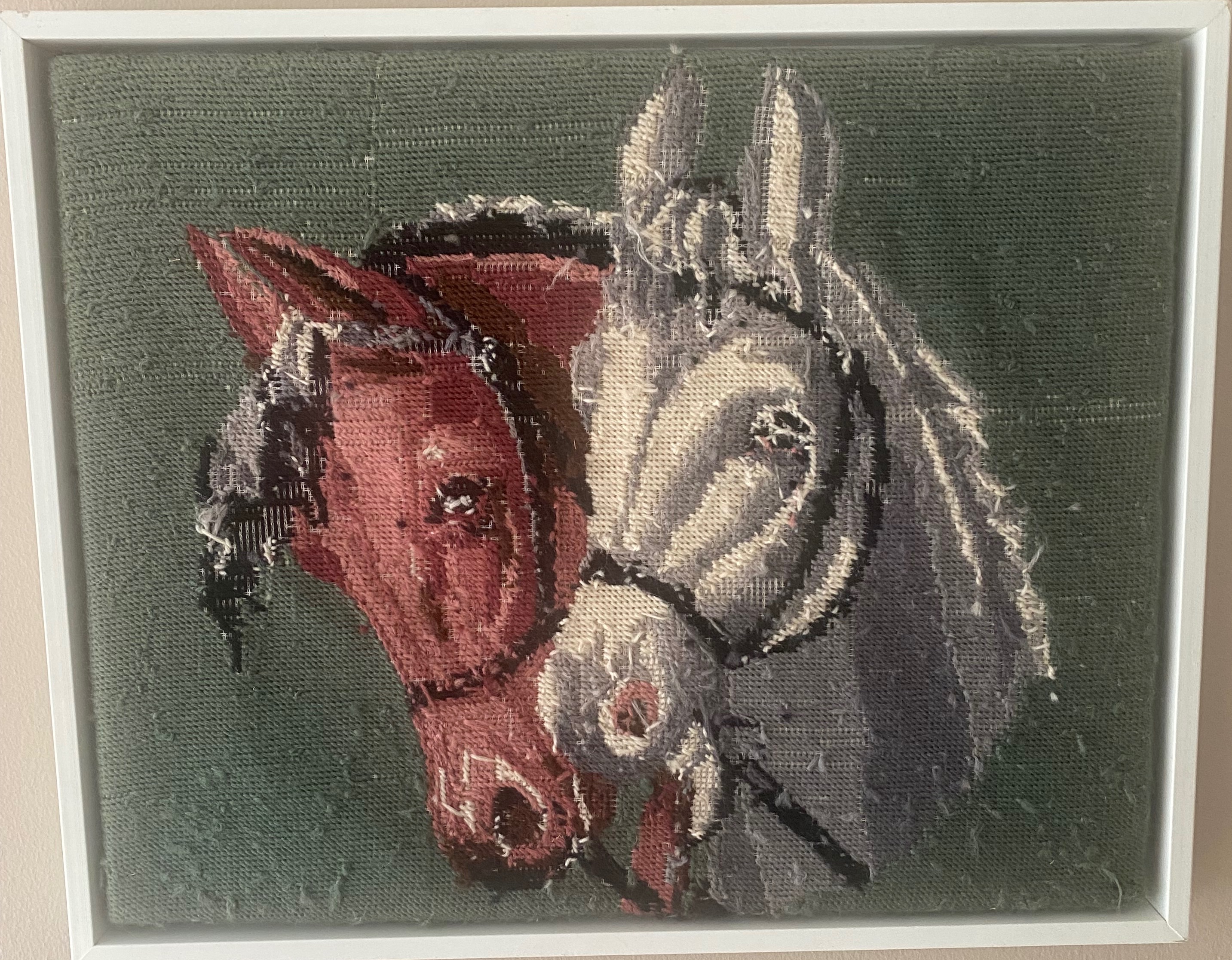 Rob Scholte - Rob Scholte - "Horses"- Embroidery - 40 x 49 x 4 cm achterzijde gesign + dat. kopen? Bied vanaf 200!
