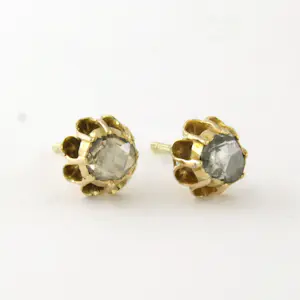 14k geel gouden solitair oorknoppen bezet met roos geslepen diamant tot. 0,40ct kopen? Bied vanaf 350!