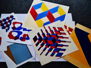 Bob Bonies - Interessante map (8 stuks) geometrisch abstracte grafiek - diverse kunstenaars verkocht voor € 159!