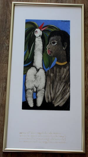 Ans Wortel - Ingelijste gouache: "Soms zit een vogel in de boom" kopen? Bied vanaf 225!