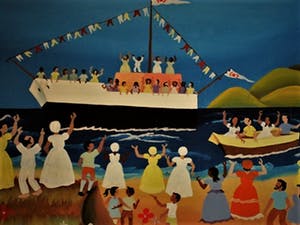 Niet of onleesbaar gesigneerd - Braziliaanse naieve kunst 1979 "in de haven van Rio de Janeiro" gesigneerd kopen? Bied vanaf 10!