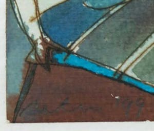 Niet of onleesbaar gesigneerd - Gouache, Lot van twee voorstellingen - Ingelijst kopen? Bied vanaf 1!