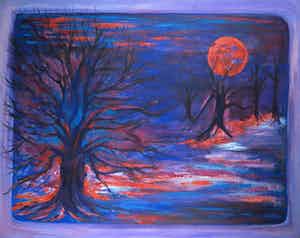 Martin Reisberg - Acryl op doek, Maanlicht (Zeer Groot) verkocht voor € 90!