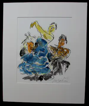 Jan Sierhuis - Aquarel: Flamenco - 2007 kopen? Bied vanaf 195!