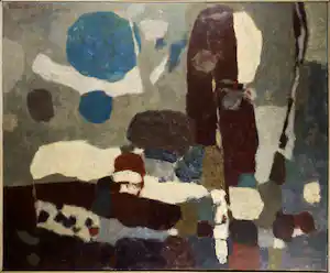Willem Boon - Olieverf op doek, Abstracte compositie - Ingelijst (Groot) verkocht voor € 201!