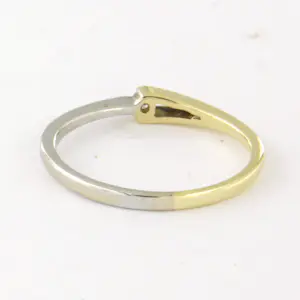 14k bicolour gouden ring met briljant geslepen diamant tot. 0.03ct – F/G- VS/SI kopen? Bied vanaf 170!
