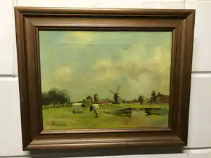Toon Verplak - Hollands landschap met Koeien verkocht voor € 60!