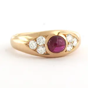 14k rosé gouden ring bezet met robijn en briljant geslepen diamant tot. 0.60ct kopen? Bied vanaf 860!