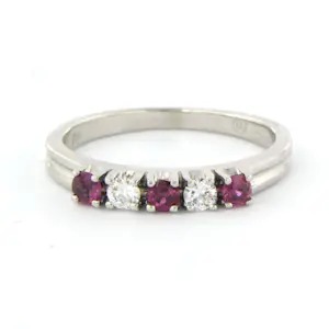 18k wit gouden ring met robijn en diamant - ringmaat 17.25 kopen? Bied vanaf 340!