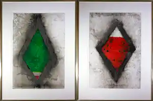 Lei Molin - Gemengde techniek op papier, Miroir - Ingelijst (Tweeluik) verkocht voor € 675!
