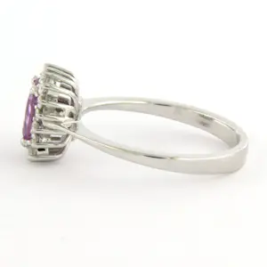 18k gouden ring met roze saffier en briljant geslepen diamant tot. 0.22ct kopen? Bied vanaf 850!