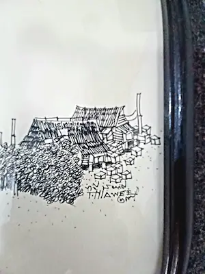Niet of onleesbaar gesigneerd - Dorpje in Azië. kopen? Bied vanaf 1!