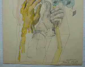 Niet of onleesbaar gesigneerd - Tekening , Handen – 1966 kopen? Bied vanaf 1!