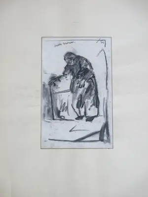 Willem van Dort (sr.) - Oude vrouw - Houtskooltekening kopen? Bied vanaf 40!