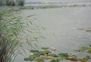Willem van der Ven - Plas in polderlandschap met waterlelies kopen? Bied vanaf 140!