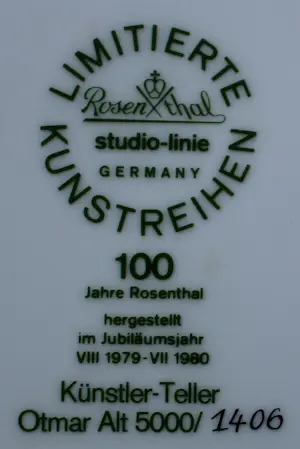 Otmar Alt - Rosenthal Otmar Alt Kunstenaarsbord 100 jaar- 1979/1980 kopen? Bied vanaf 59!