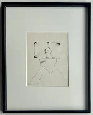 Lucebert - Oost-Indische inkt op papier | 'Tête Rectangulaire' | 1981 (INGELIJST) kopen? Bied vanaf 850!
