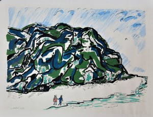 Pieter Holstein - Titel: Figuren in de bergen - Ingekleurde litho kopen? Bied vanaf 75!