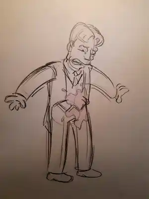 Matt Groening - originele productietekening The Simpsons, ingelijst verkocht voor € 50!