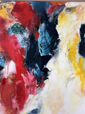 Ria Erckens - Kleurrijke abstracte compositie, acrylverf op doek (zeer groot) kopen? Bied vanaf 160!