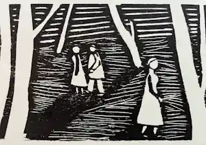Peter Royen - Herbst - Früher signierter Original Holzschnitt von 1949 verkocht voor € 120!