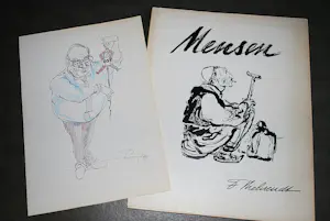 Fritz Behrendt - 24 tekeningen in map (gesigneerd) & originele (onbekende) tekening Helmut Kohl kopen? Bied vanaf 50!