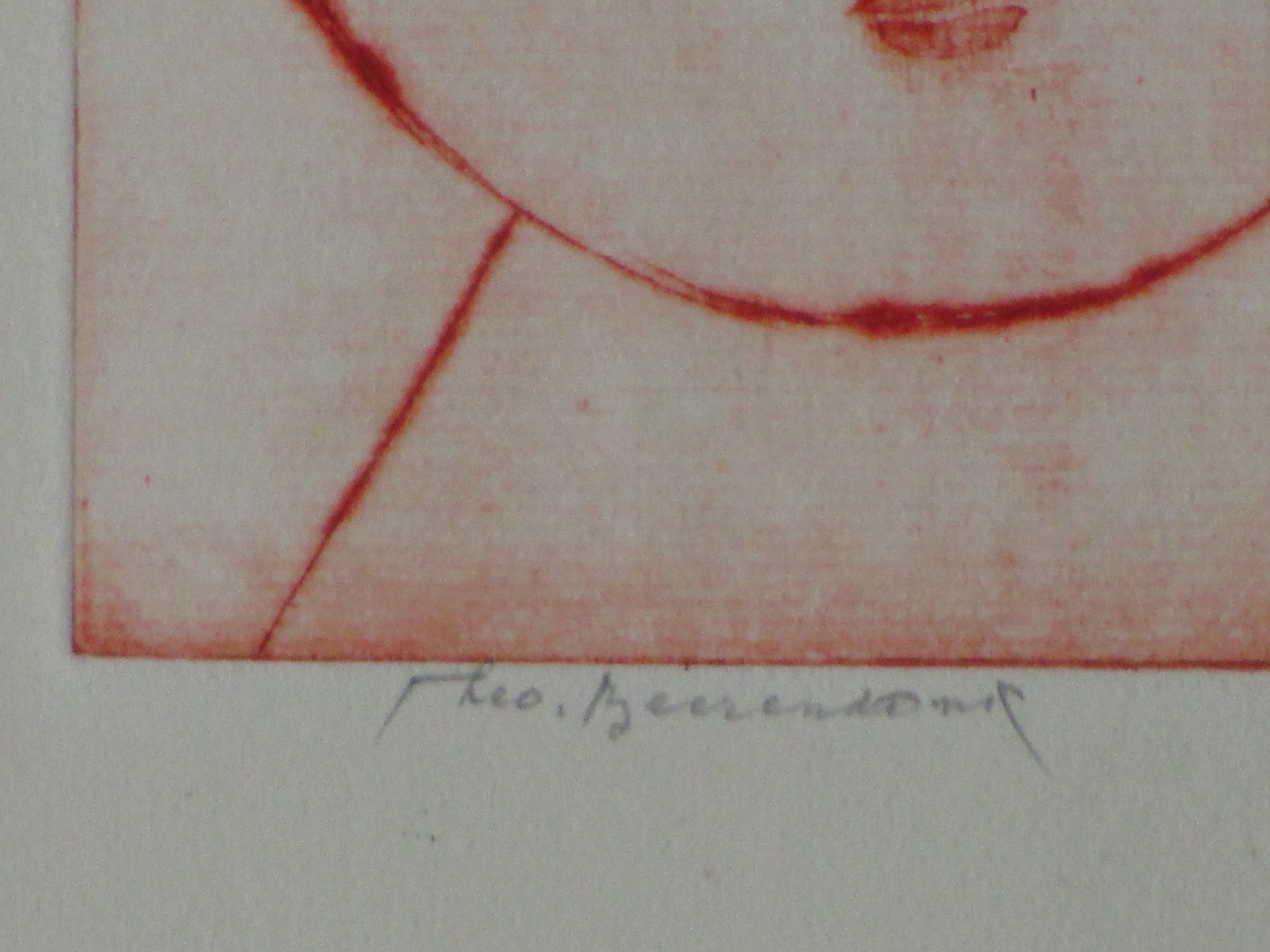Theo Beerendonk - Karakteristiek portret - Ets in rood kopen? Bied vanaf 45!